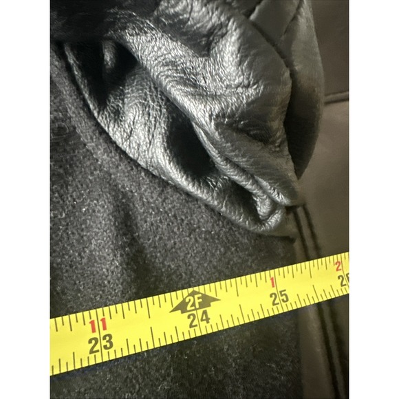 Hard Rock Cafe Atlanta Sze Med Leather Wool Jacket Blk Love Serve ALL 90's Retro - Picture 5 of 16